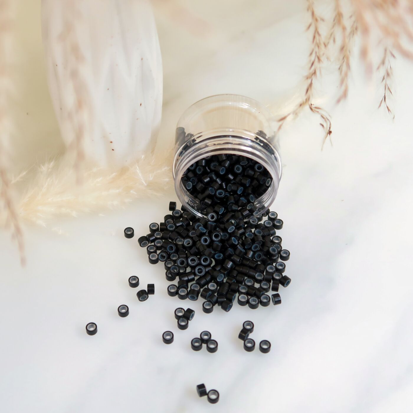 Schwarze Mikroringe aus Silikon (innen) für Genius Wefts